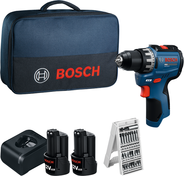 Bosch Blauw GSR 12V-31 Accu schroefboormachine 12V | 2x GBA 12V 2,0Ah + GAL 12V-20 + 25-delige bitset | In tas - 06019S6004