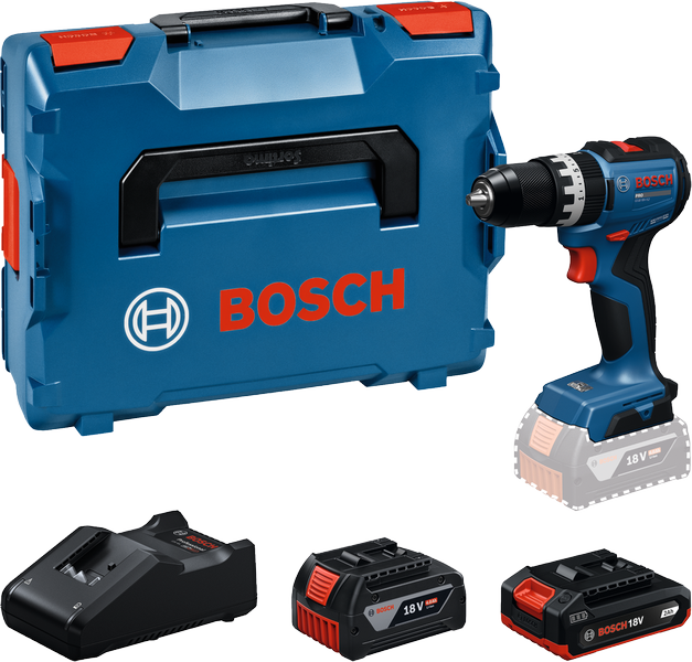Bosch Blauw GSB18V-52 Accu-schroefboormachine (1x GBA18V2,0Ah, 1x GBA18V4,0Ah, lader GAL18V-40) - 06019S0122