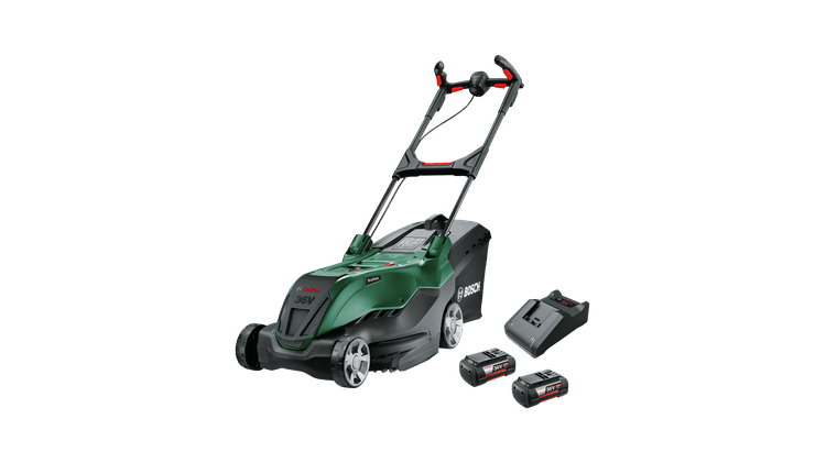 Bosch Groen Accu Grasmaaier AdvancedRotak 36V-44-750 | 2x 4,0 Ah accu + AL 36V-20 lader en opvouwbare opvangbak - 06008B9G02