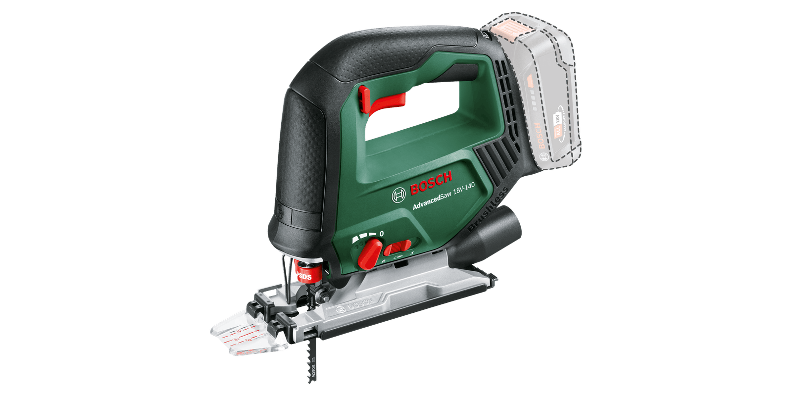 Bosch Groen AdvancedSaw 18V-140 Accu decoupeerzaag | Zonder accu en lader 0603013002
