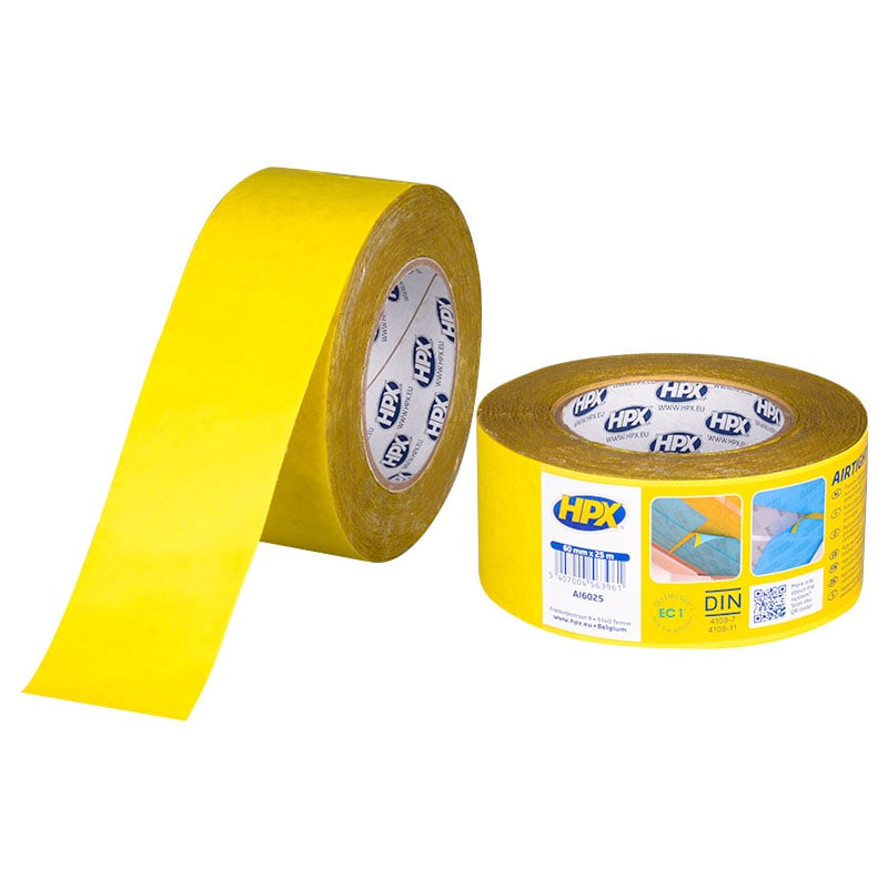 HPX Papieren afdichtingstape | Geel | 60mm x 25m - AI6025 - AI6025