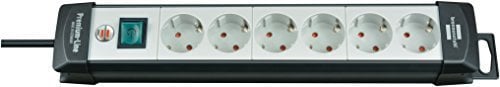 Brennenstuhl Premium-Line stekkerdoos 6-voudig zwart lichtgrijs 3m H05VV-F 3G1 5 1951560100