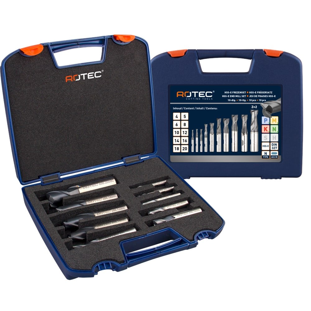 Rotec HSS-E spiebaanfrezenset &apos;600C&apos;, DIN 327, 10-dlg, ø4-20 - 600.9420C