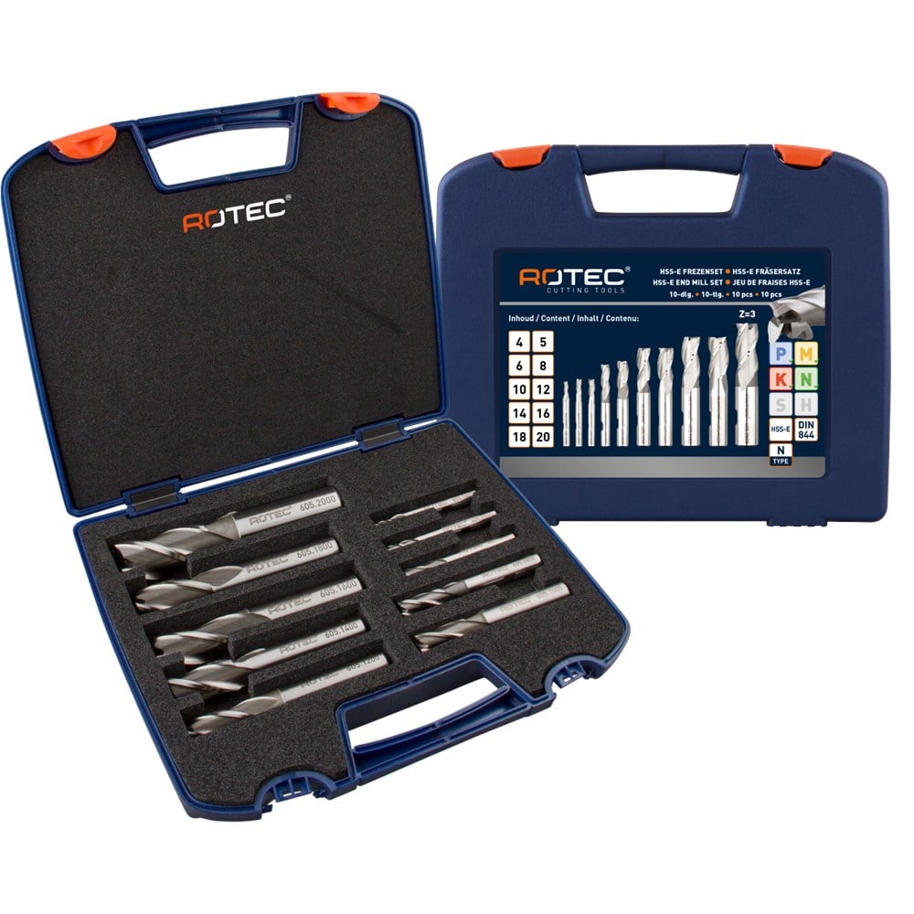 Rotec HSS-E uni.fr.set '605', ongec.ø4-20 DIN844, Z3, 10dlg.ABS - 6059420