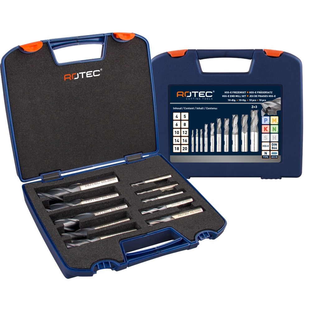 Rotec HSS-E uni.fr.set '605C', gec.ø4-20,DIN844, Z3, 10dlg. ABS - 605.9420C