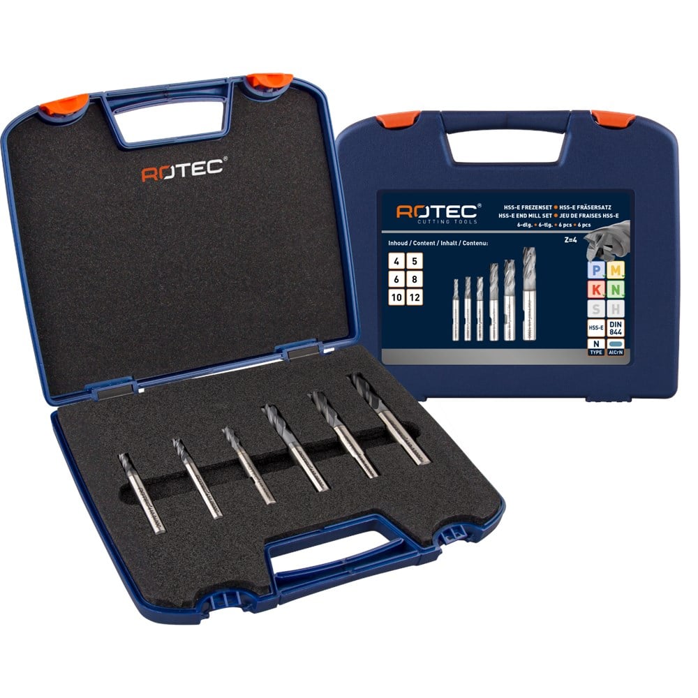 Rotec HSS-E vingerfrezenset &apos;610C&apos;, DIN 844, 6-dlg, ø4-12 - 610.9412C