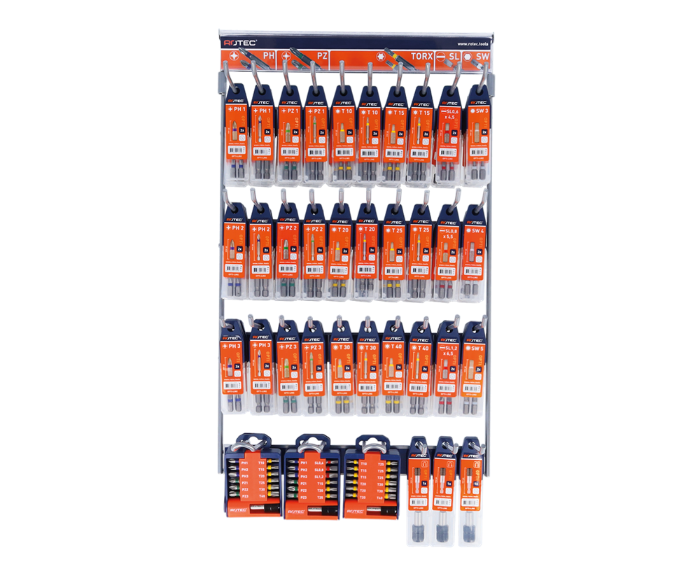 Rotec Bit- & bithouder-display | OPTI-LINE | PH-PZ-TX-SL-SW | 168-delig - 827.9900