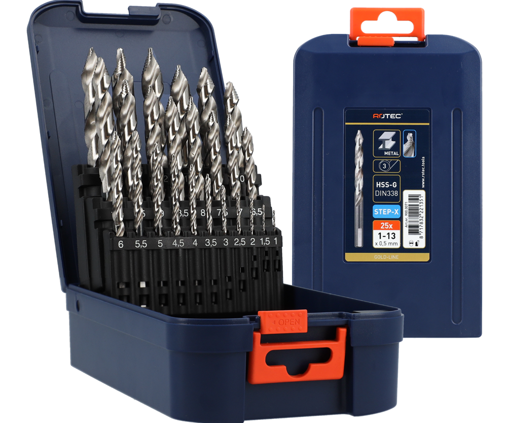 Rotec Spiraalborenset | 104 - STEP-X | DIN 338 | 25-dlg | ø1-13 ABS - 900.0071 afbeelding 1