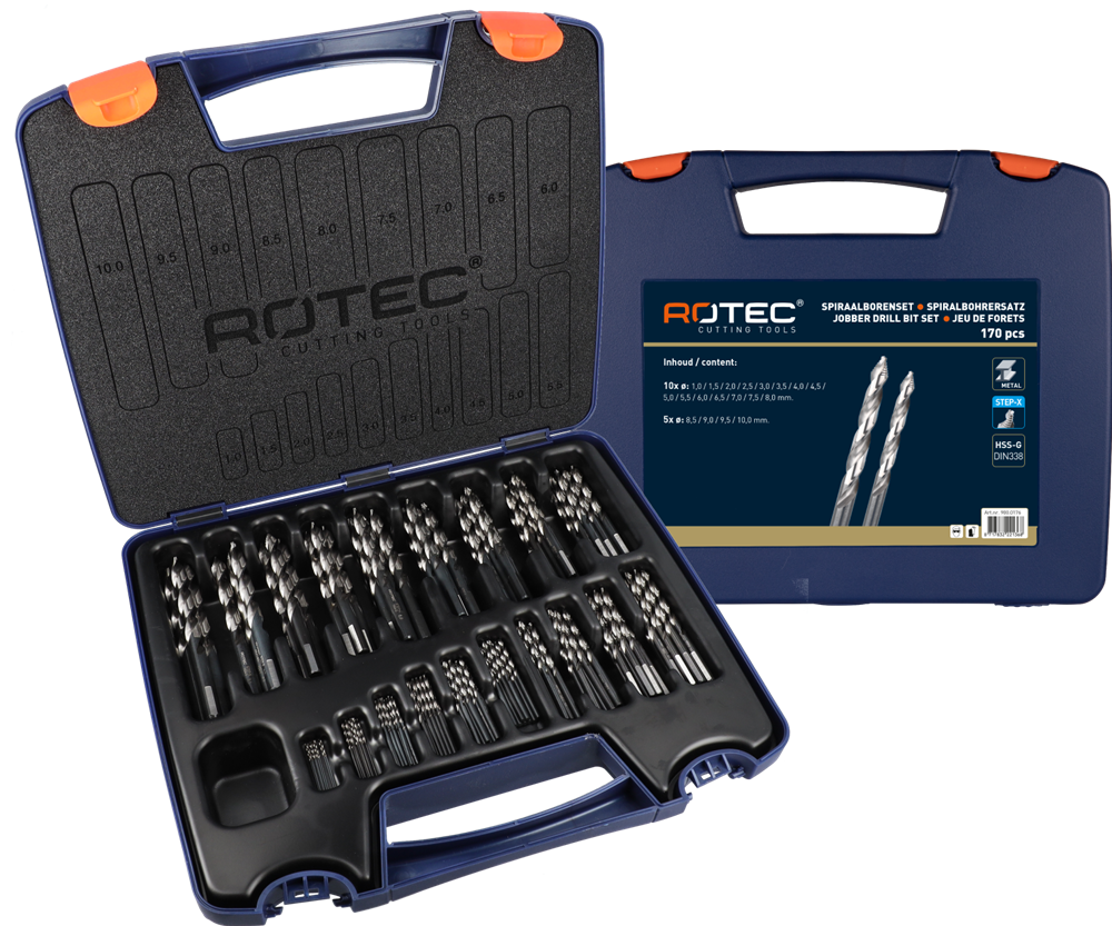 Rotec Spiraalborenset | 104 - STEP-X | DIN 338 | 170-dlg | ø1-10 - 900.0176