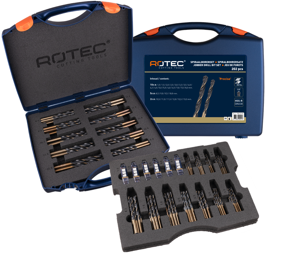 Rotec Spiraalborenset | 101 | DIN 338 | Type N | 202-dlg | ø1-13 - 900.0212K