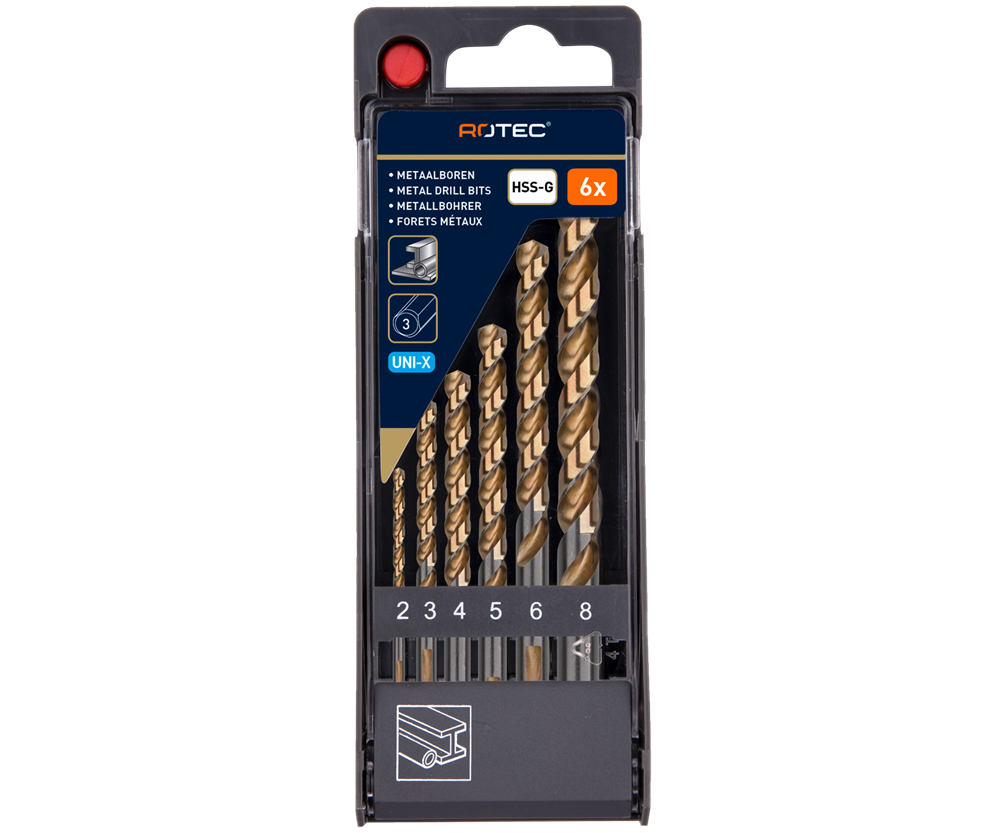 Rotec Spiraalborenset | 107 | DIN 338 | Type UNI-X | 6-dlg | ø2-8 - 900.1027 afbeelding