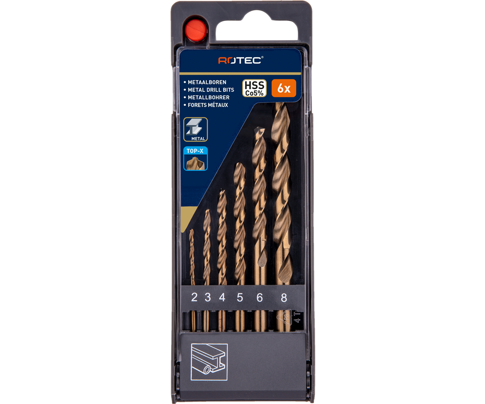Rotec Spiraalborenset | 116 | DIN 338 | TOP-X | 6-dlg | ø2-8 - 900.1035