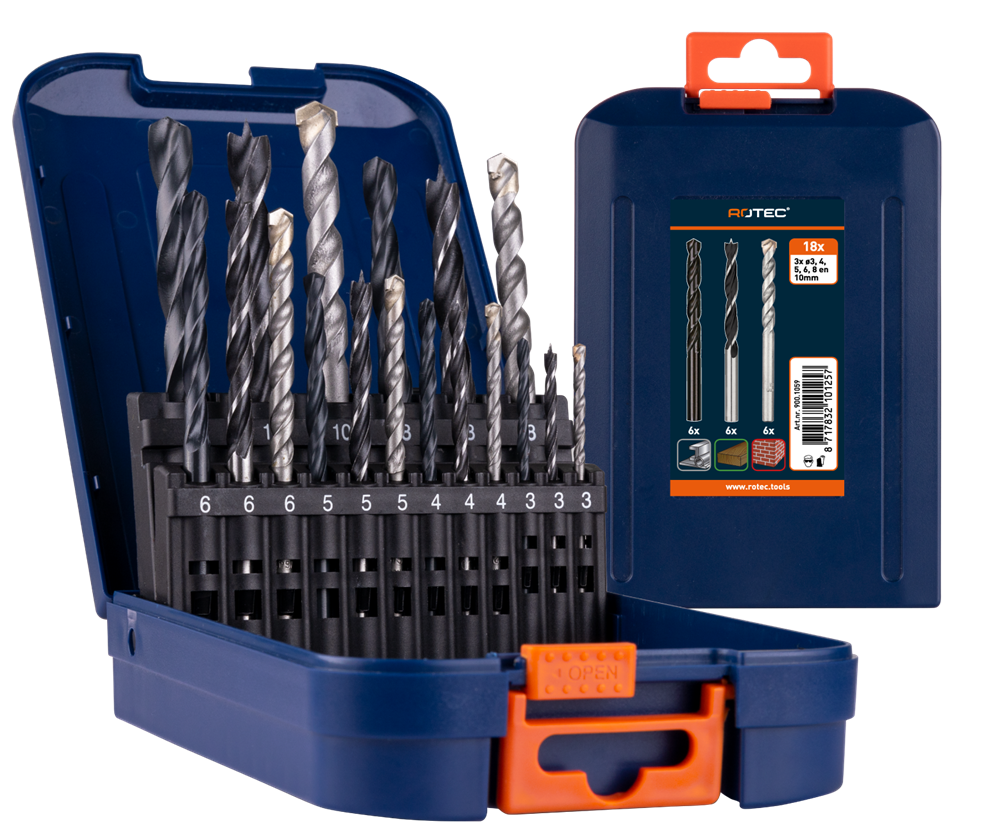 Rotec Spiraalborenset | Type 100 | 225 en 235 | 18-dlg | ø1-13 - 900.1059