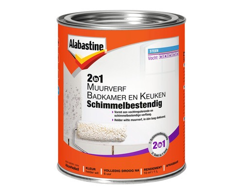 Alabastine 2In1 Muurverf Badk. En Keuken 1L - 5096068 afbeelding