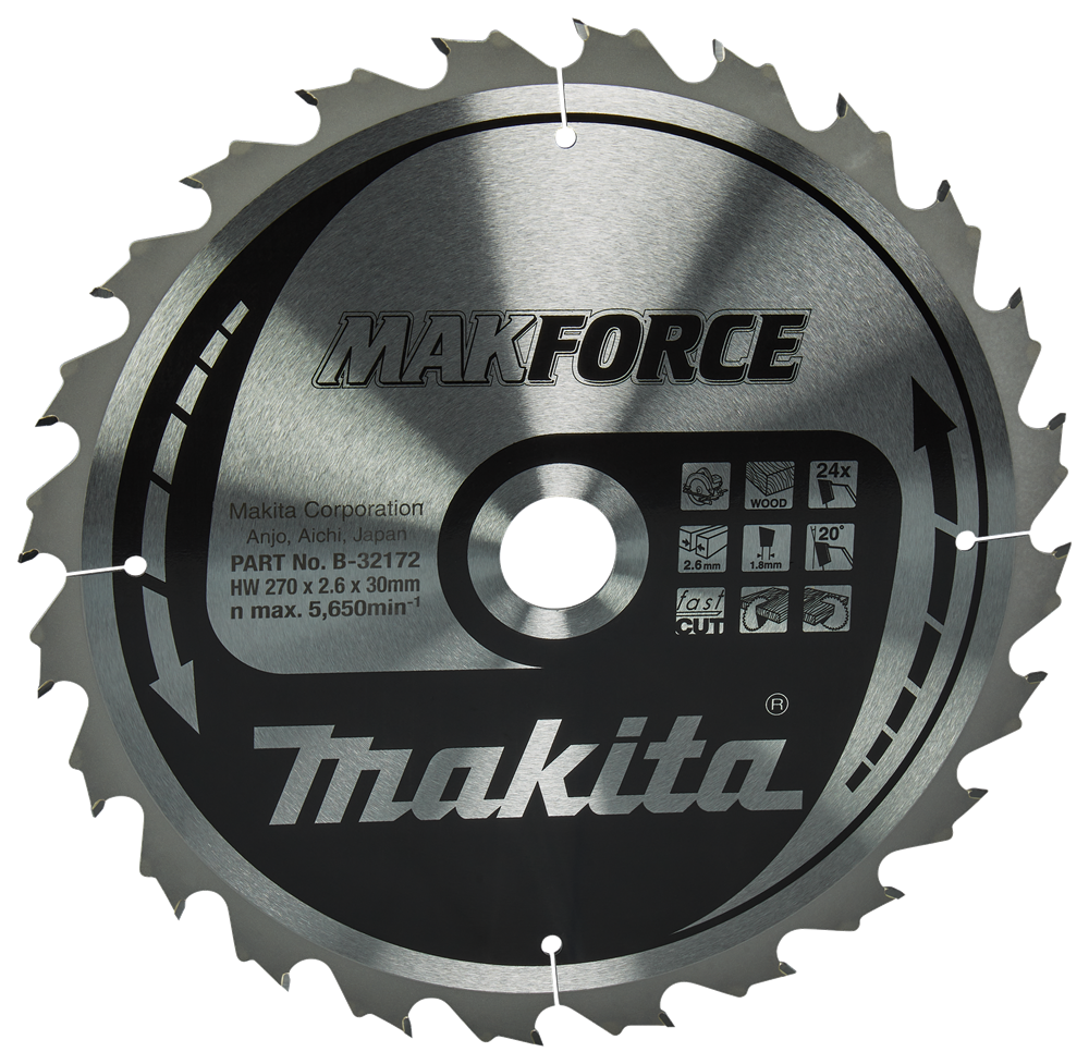 Makita Accessoires Cirkelzaagblad Hout | Makforce 270x30x2,6 24T 20g - B-32172 - B-32172