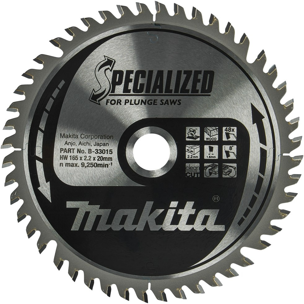 Makita Accessoires Cirkelzaagblad hout 165x20x2,2 48T 8g - B-33015