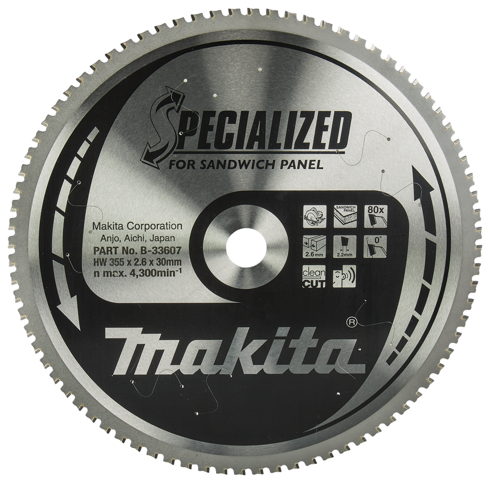 Makita Accessoires Cirkelzaagblad Sandwichpaneel | Specialized 355x30x2,6 80T 0g - B-33607 B-33607