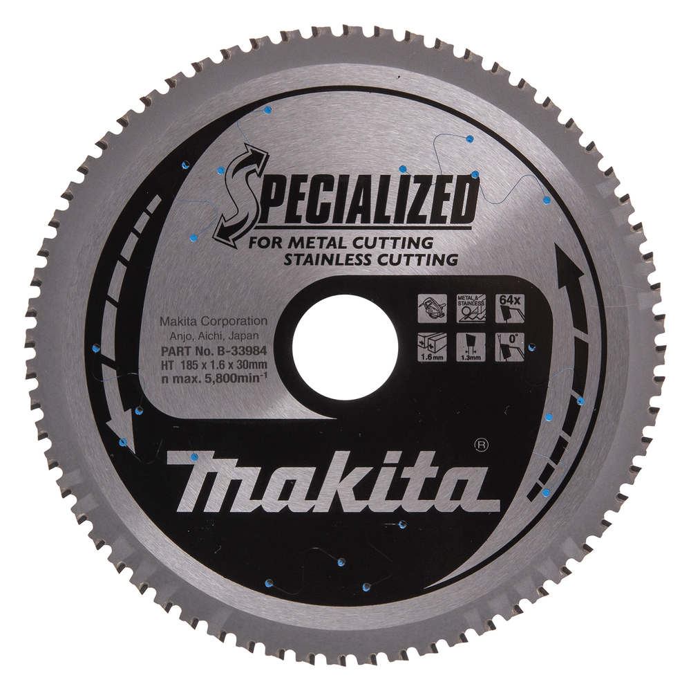 Makita Accessoires Cirkelzaagblad RVS 185x30x1,6 64T 0g - B-33984