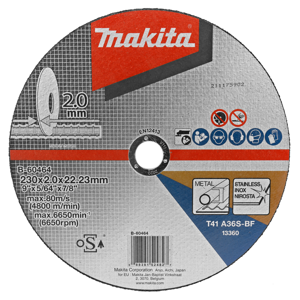Makita Accessoires Doorslijpschijf 230x2,0mm RVS - B-60464 - B-60464