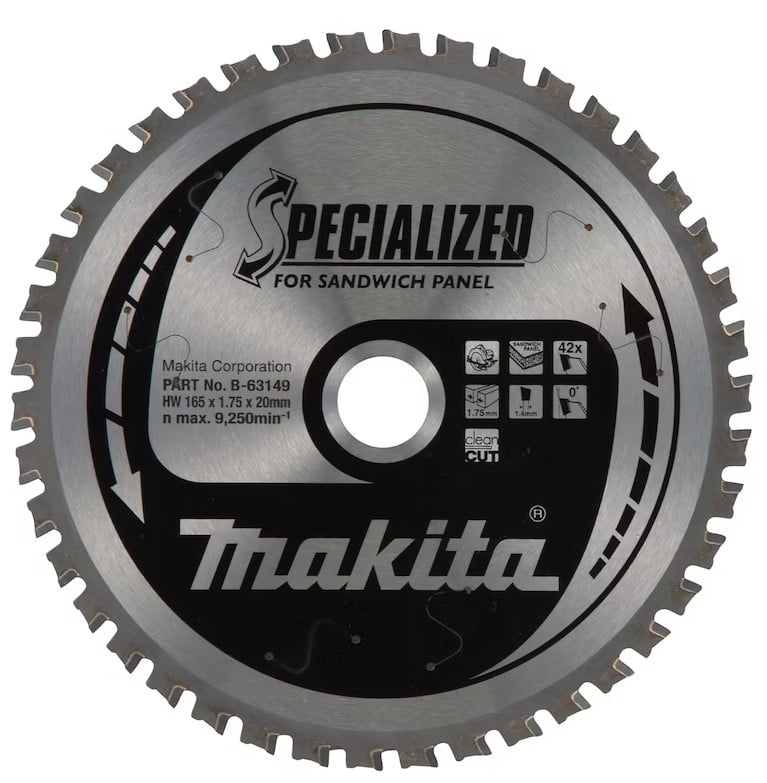 Makita Accessoires Cirkelzaagblad | voor sandwich panelen | 165x20x1,75mm | 42 tanden - B-63149 - B-63149