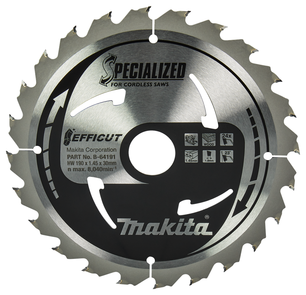 Makita Accessoires Cirkelzaagblad Hout | Efficut 190x30x1,45 24T 23g - B-64191 B-64191
