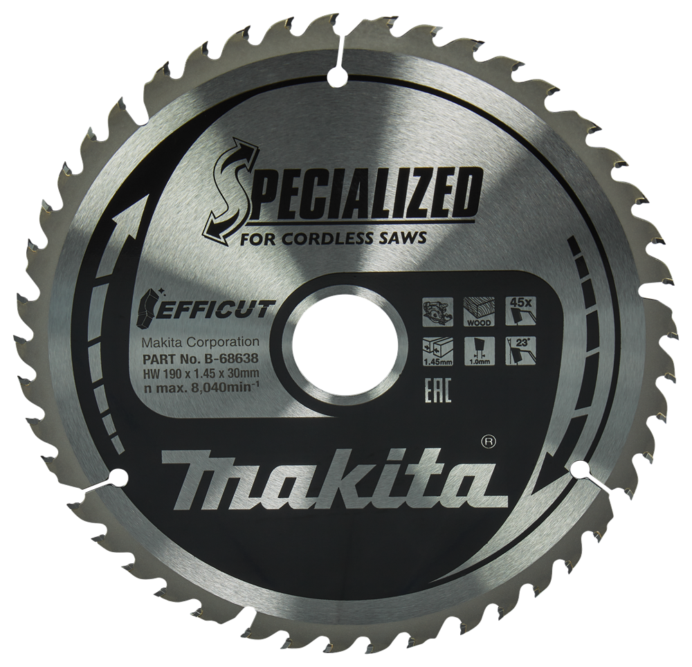 Makita Accessoires Cirkelzaagblad Hout | Efficut 190x30x1,45 45T 23g - B-68638 - B-68638