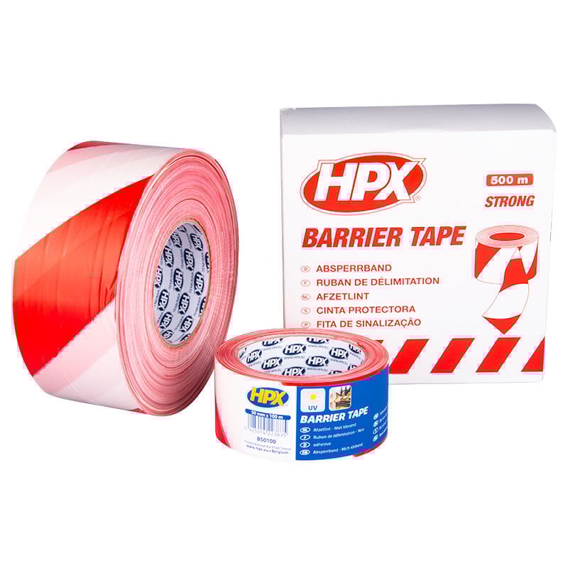 HPX Afzetlint | Wit/Rood | 50mm x 100m - B50100 B50100