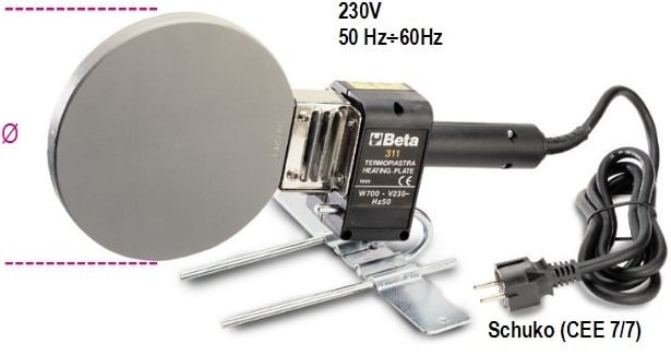 Beta Lasspiegel voor het recht en stomplassen van PE, PP, PVC en PVDF pijpen 311/1 - 003110001