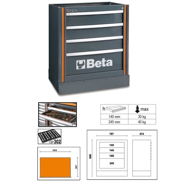 Beta C55CS | Werkplaatsinrichting | Racing | Vast module | Afvalbakken 055000212