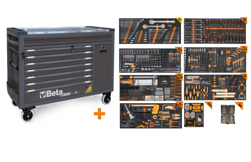 Beta BW 2400 RSC24AXXL-A Gereedschapswagen met 8 laden, gevuld met gereedschap | 1061 Delig - 024006387