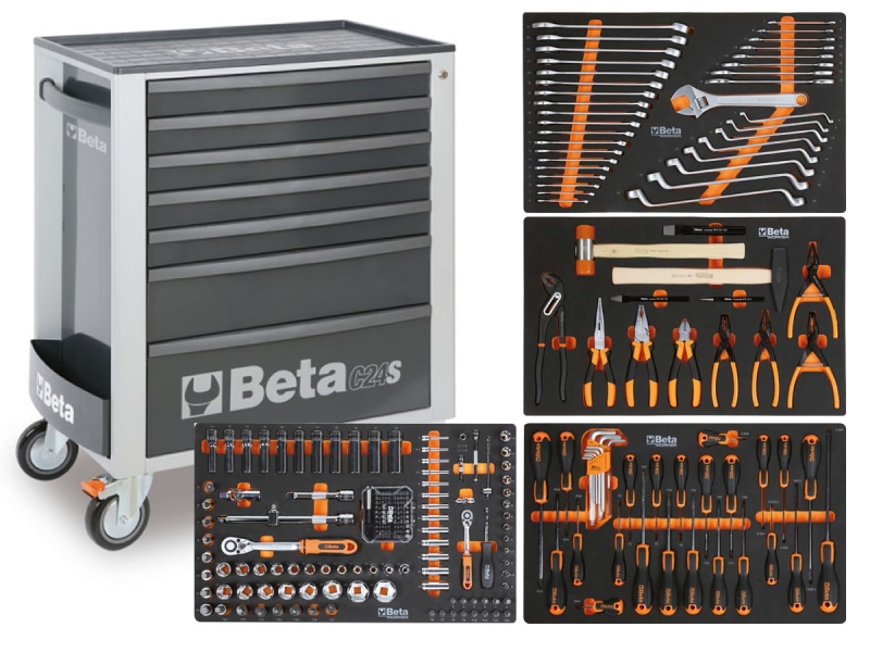 Beta BW 2400S G7/E-S Gereedschapswagen met 7 laden, gevuld met gereedschap | 240 Delig - 024006322