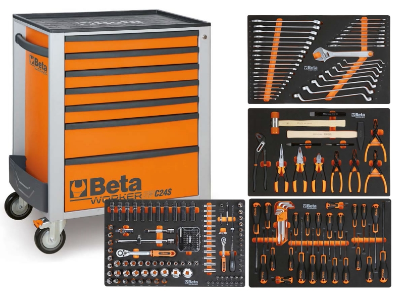 Beta BW 2400S O7/E-S Gereedschapswagen met 7 laden, gevuld met gereedschap | 240 Delig - 024006321