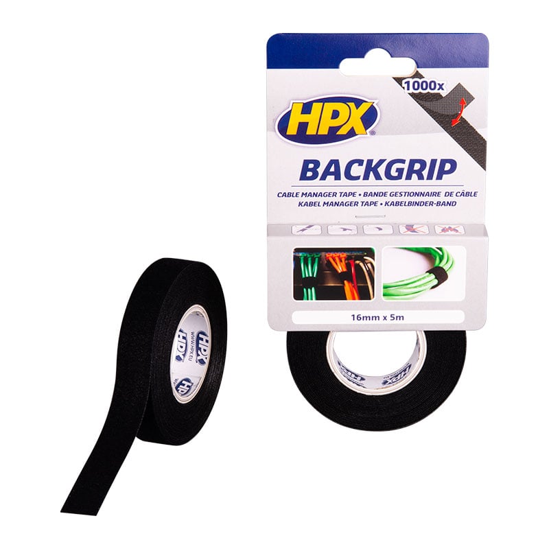 HPX Back grip | Zwart | 16mm x 5m - BG1605 BG1605