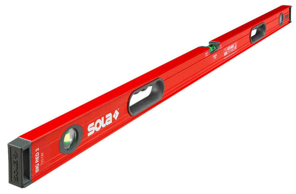 Sola Alu waterpas BIG RED 3/200, 200cm 3 libellen 0,50mm/m 2 handgrepen - 01219701 afbeelding