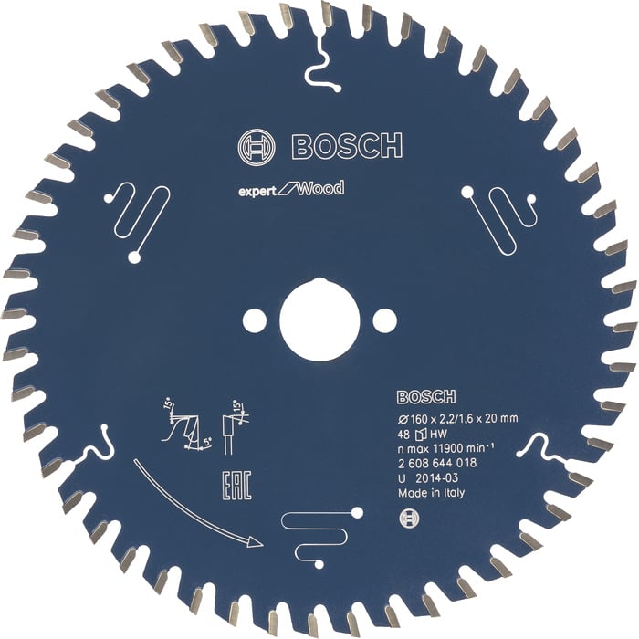 Bosch Accessoires Cirkelzaagblad expert for Wood 160x20x2.2/1.6x48T - 2608644018