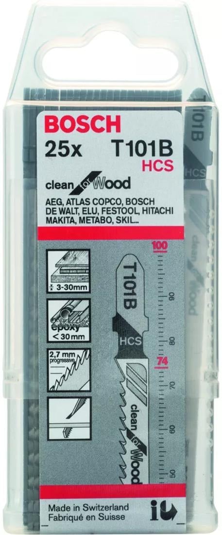 Bosch Accessoires 25x Clean voor hout decoupeerzaagblad T101B 2608633622 - 2608633622