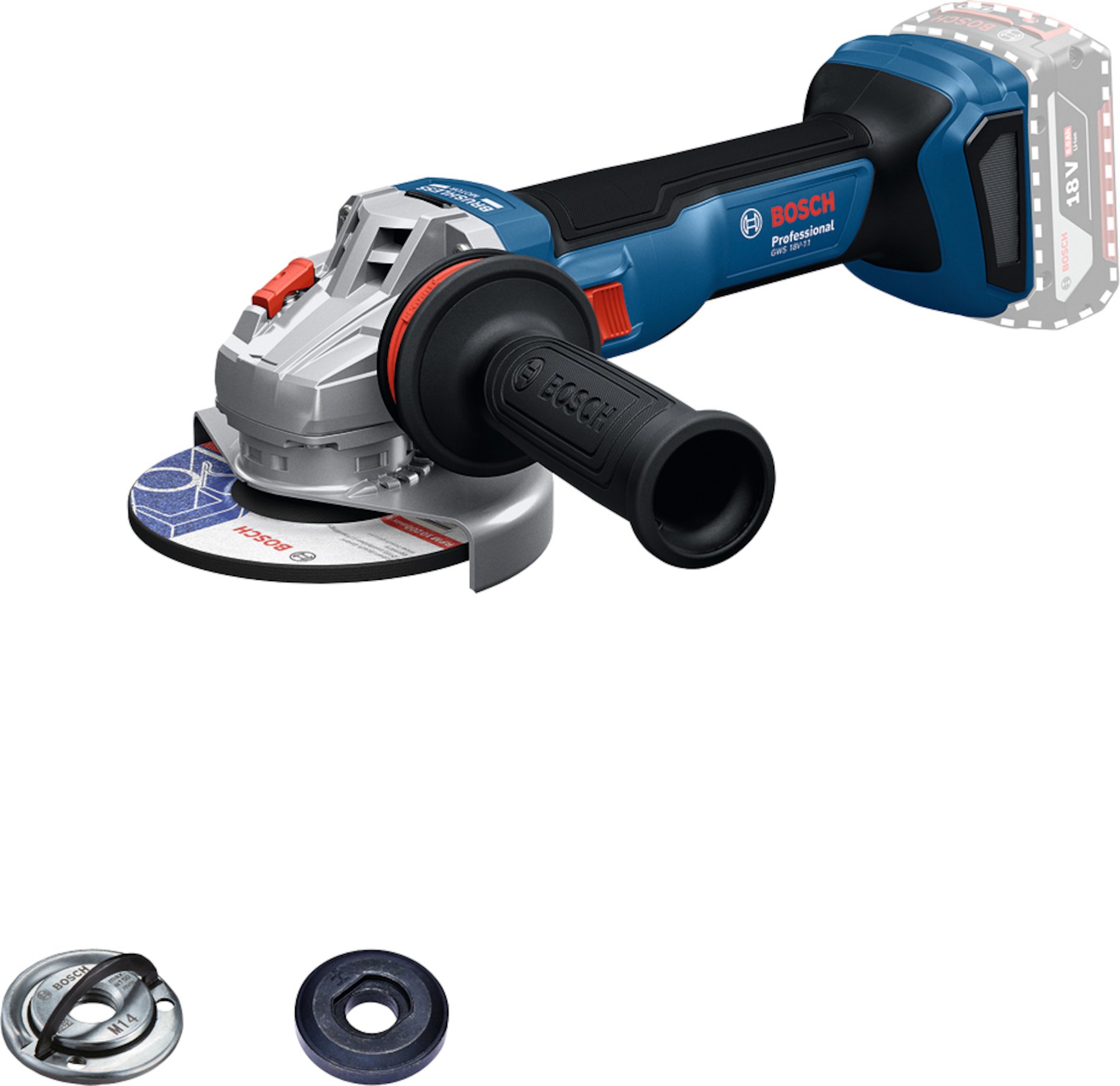Bosch Blauw GWS 18V-11 Accu Haakse Slijper | Exclusief Accu&apos;s en Lader - 06019N4101