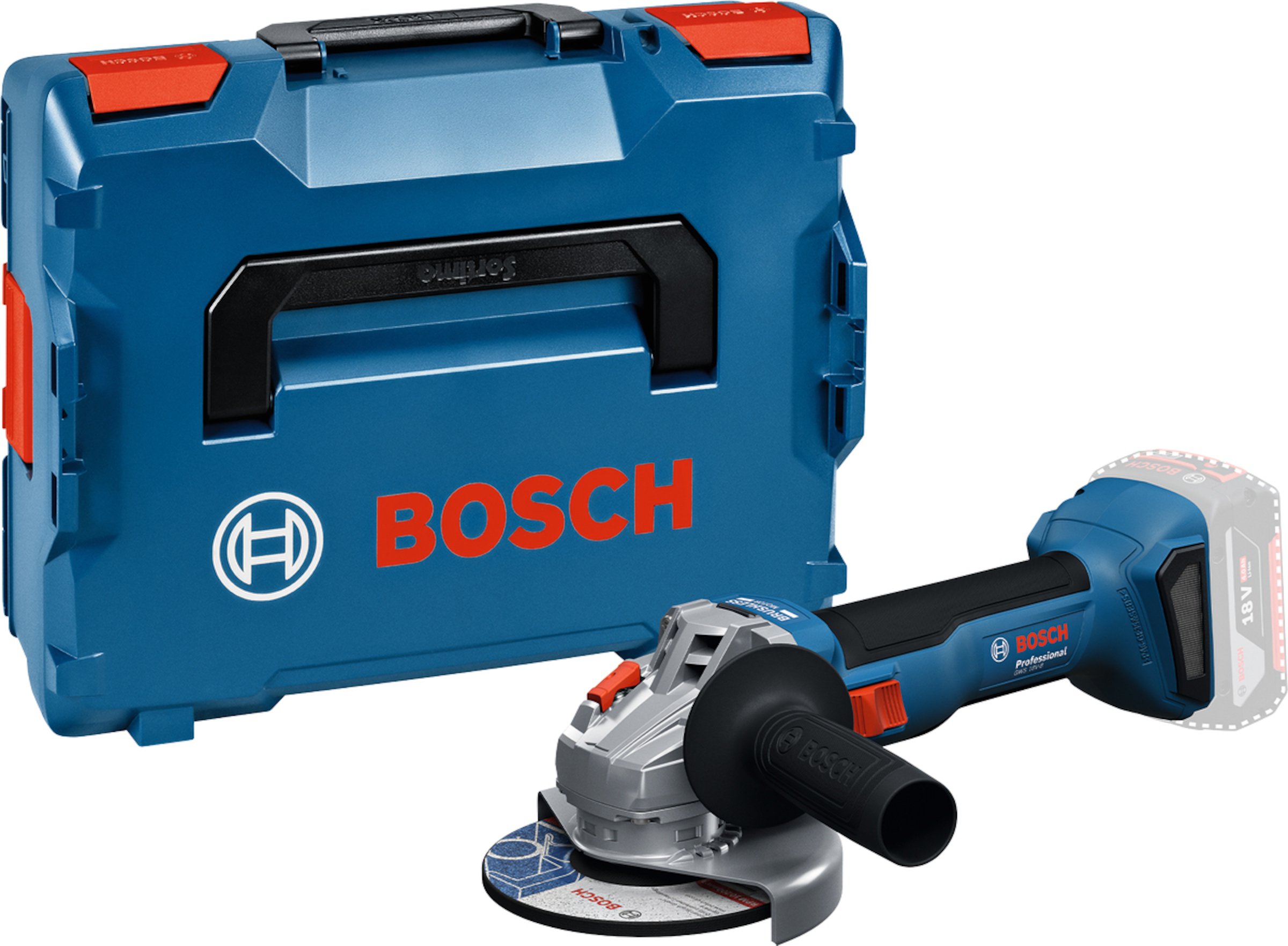 Bosch Blauw GWS 18V-8 Accu Haakse Slijper | Exclusief Accu&apos;s en Lader in L-boxx - 06019N9001