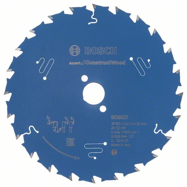 Bosch Accessoires Cirkelzaagblad Expert for Construct Wood 165x20x2.0/1.3x24T - 2608644137