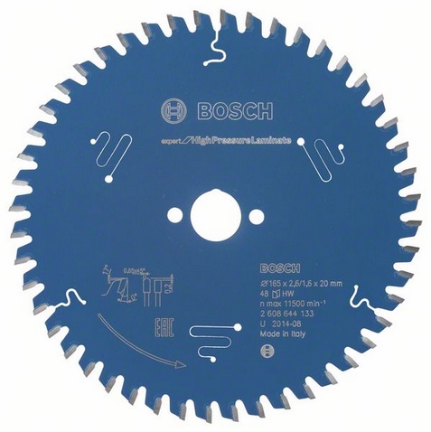 Bosch Accessoires Cirkelzaagblad expert for HighPressureLaminate (Trespa) 165x20x2.6/1.6x48T - 2608644133