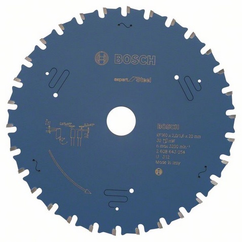 Bosch Accessoires Cirkelzaagblad Expert for Steel 160X2,0X20X30T R-F - 2608643054