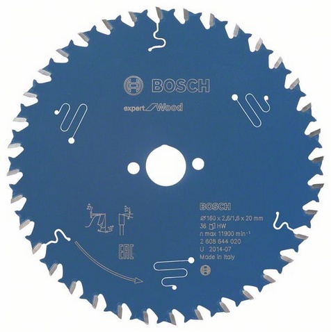 Bosch Accessoires Cirkelzaagblad Expert for Wood 160x20x2.6/1.6x36T - 2608644020
