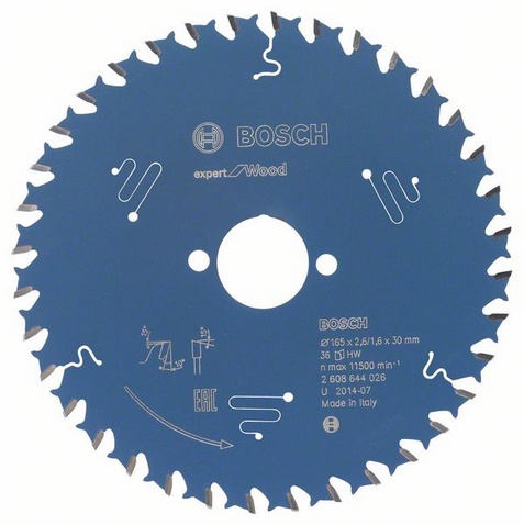 Bosch Accessoires Cirkelzaagblad expert for Wood 165x30x2.6/1.6x36T - 2608644026