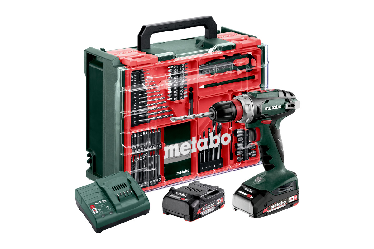 Metabo BS 18 QUICK SET Accu-boorschroefmachine 18V | 2 x 2.0 Ah accu + lader | In kunststof koffer + 74-delige mobiele werkplaats - 602217710