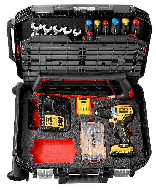 Facom BV.R30CMD1PB Gevulde gereedschapskoffer op wielen | Algemeen onderhoud | 68-delig | Incl. DeWalt POWERTOOLSET - BV.R30CMD1PB