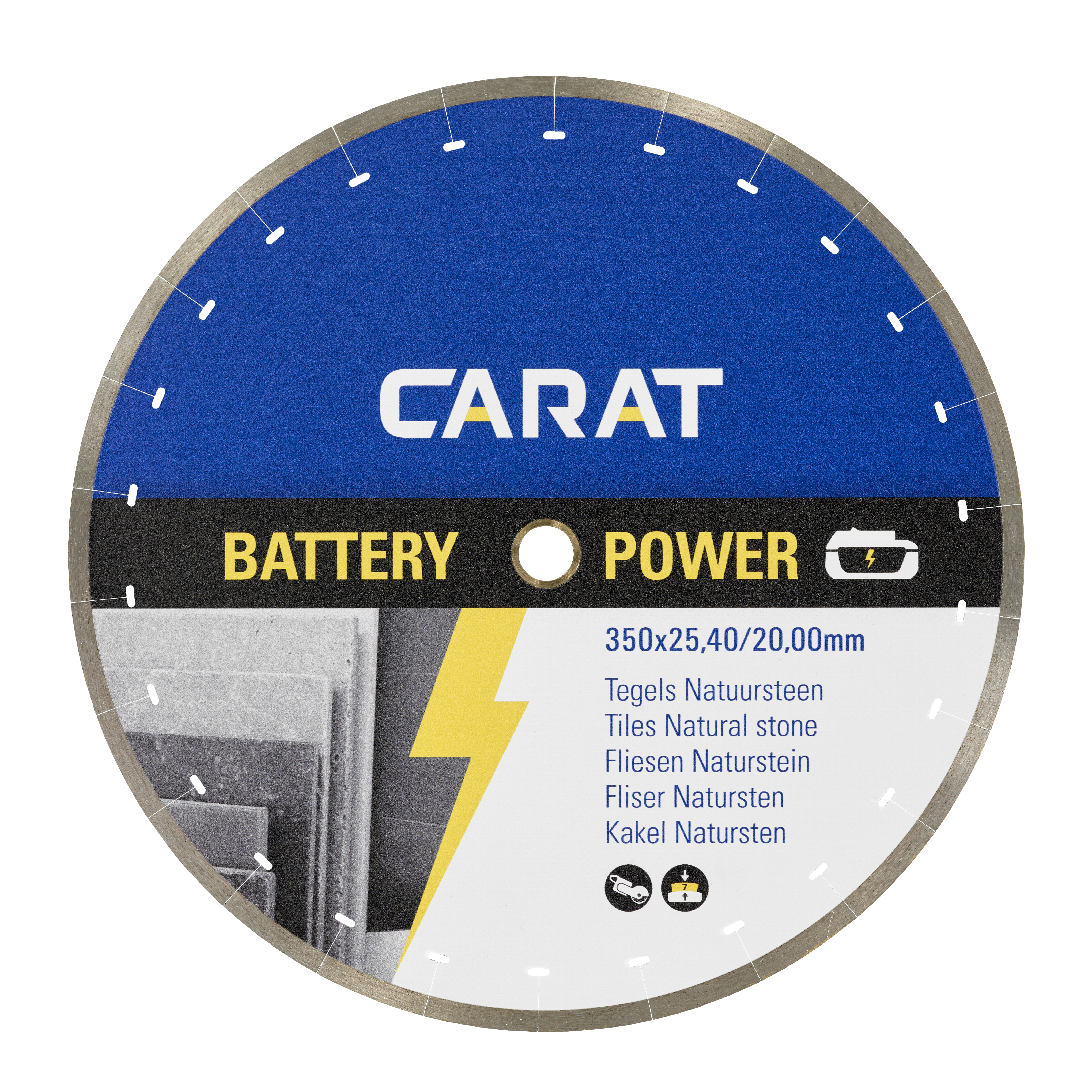 Carat Battery Power diamantzaagblad voor tegels / natuursteen | Ø350 x 25,40 / 20,00 mm - CBPT350420 afbeelding