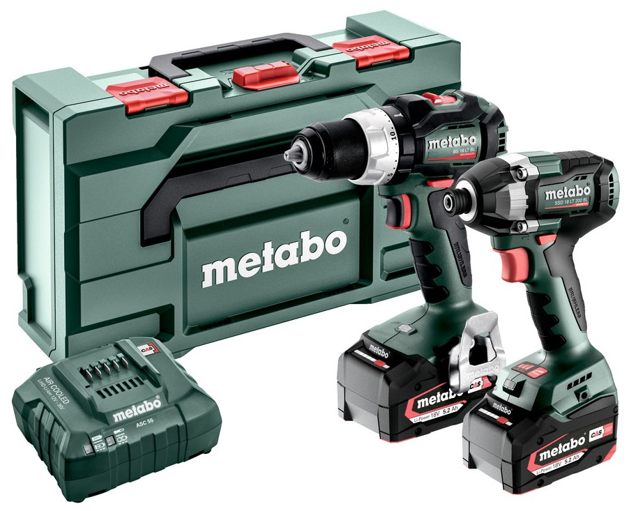 Metabo BSLBL+SSD200LTBL 685196000 Accu-schroefboormachine, Accu-slagmoersleutel 18 V 5.2 Ah Li-ion Incl. accu, Incl. lader