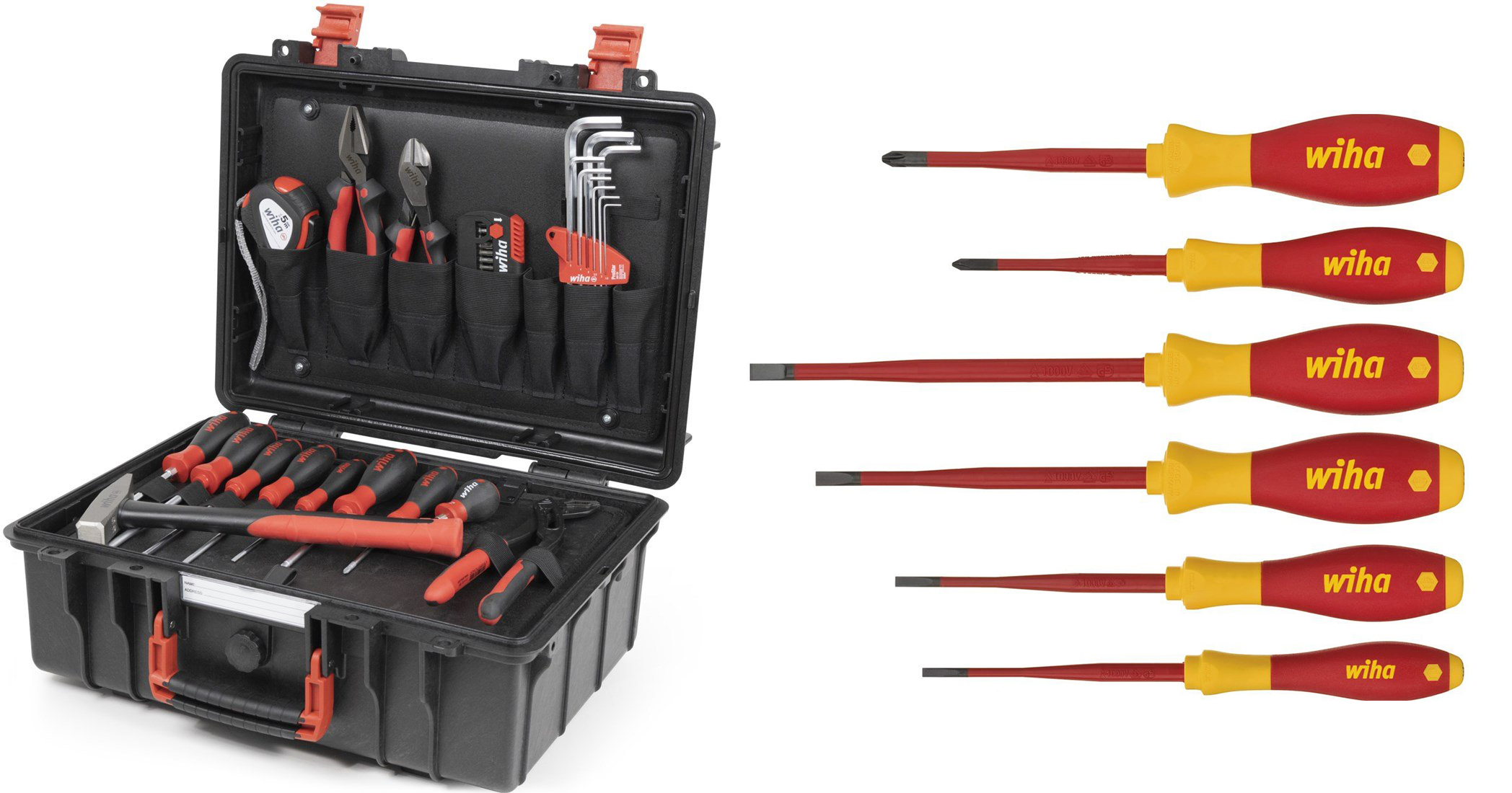Wiha 9300-71403 Gereedschapskoffer Basic Set L | 18 delig + SoftFinish slimFix schroevendraaierset VDE | 6-delig