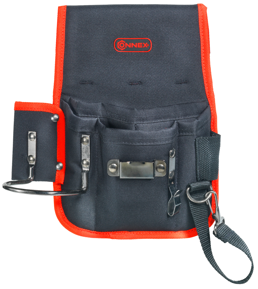 Gereedschapstas - 6 tassen - incl. hamerhouder & metalen clip - Met riemlus - gemaakt van polyester - gemaakt van polyester - gereedschapstas voor de riem / gereedschapsriem / riem