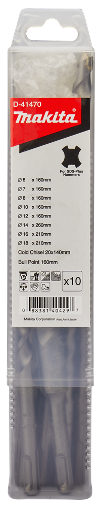 Makita Accessoires Boor-/beitelset 10-delig - D-41470 D-41470